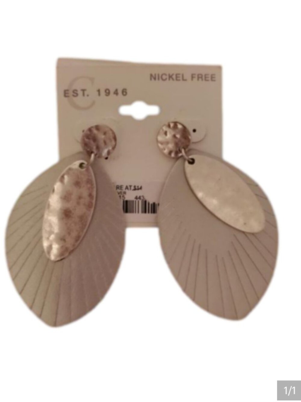 Cato Est. 1946 Boho Silver Tone Hammered Textured Layered Drop Statement Earring - Picture 2 of 2